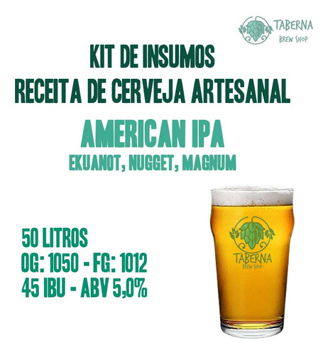 Kit Insumos Receita De Cerveja Artesanal American Ipa - 50l