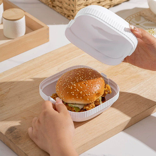Caja Portátil De Mano Para Hamburguesas Bento Box Sandwich O