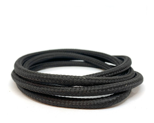 Cable Textil Vintage 2x0.50mm Color Negro Liso Pack X10mts