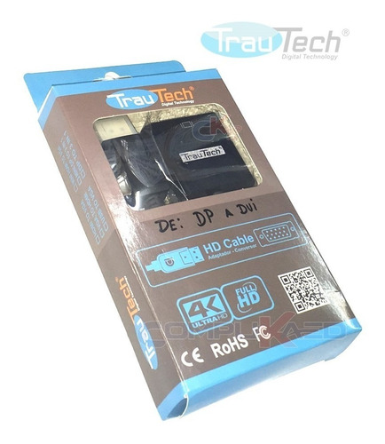 Adaptador Displayport A Dvi Trautech De Pc Laptop A Tv Lcd