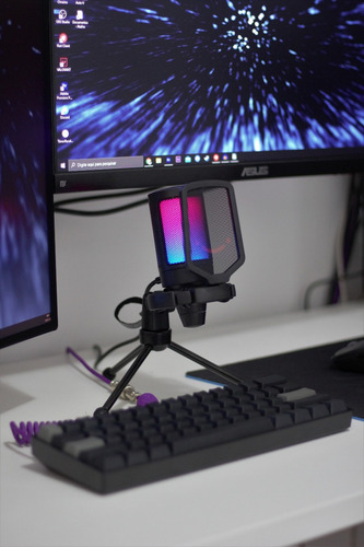 Microfone Condensador Gamer Led Usb Com Pop Filter E Tripé !