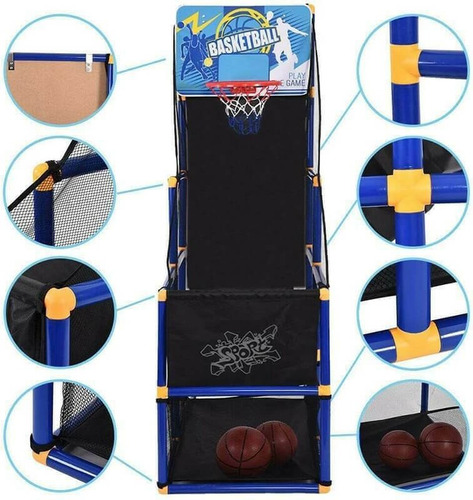 Imagen 6 de 9 de Estructura Aro De Basketball 2 Pelotas Inflador Ltf Shop