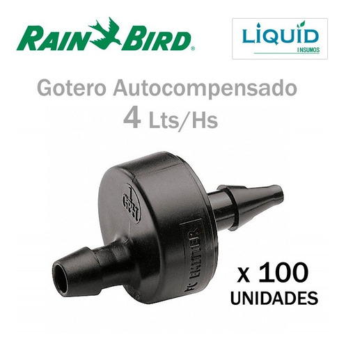Imagen 1 de 7 de Gotero 4 Lts/hs Autocompensado Rain Bird (100 Un.) Huerta