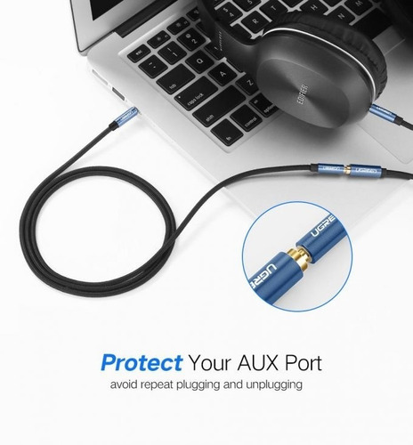 Imagen 4 de 6 de Cable Extension Audio Auxiliar 3.5mm Ugreen 4 Polos 2m