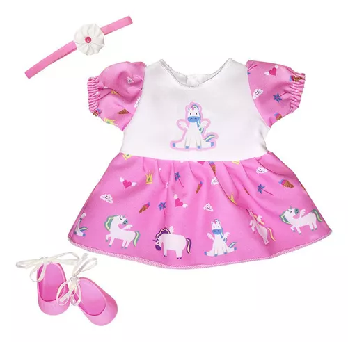 Roupa Boneca Baby Alive - Vestido Unicornio - Laço De Fita