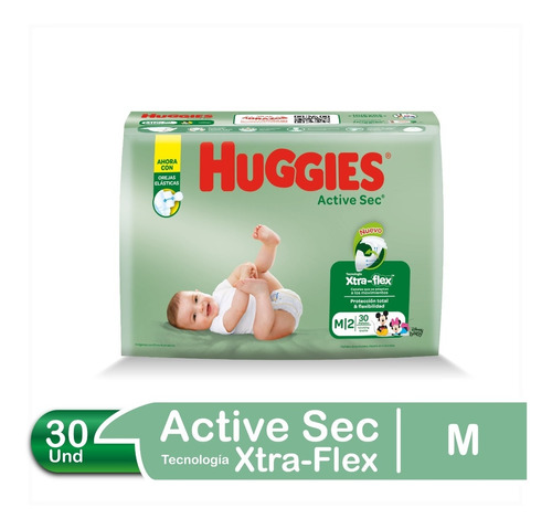 Pañales Para Bebe Huggies Active Sec Talla M 30 Und