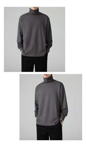 Camiseta De Terciopelo De Manga Larga Con Cuello Alto Para H