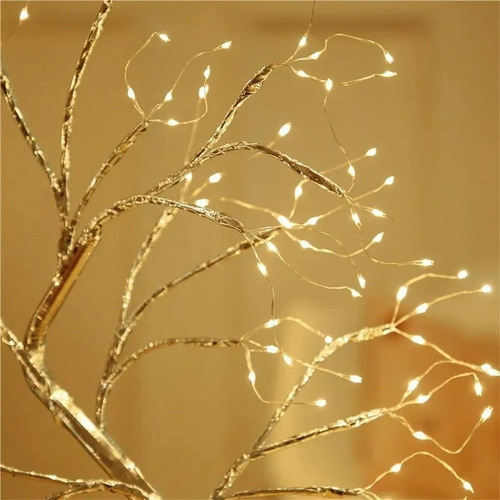 Lámpara Led De Mesa Árbol Tipo Bonsái Flores Color Plateado