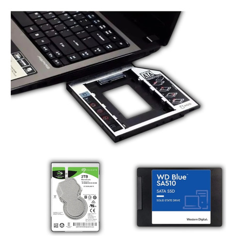 Caddy Adptador Disco Duro Laptop Segundo Sdd Hdd