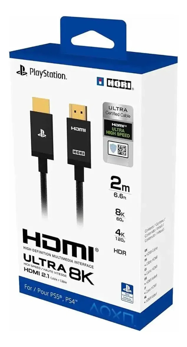 Cable Hdmi Hori 2.1 Para Ps5 4k 8k High Speed 2metros