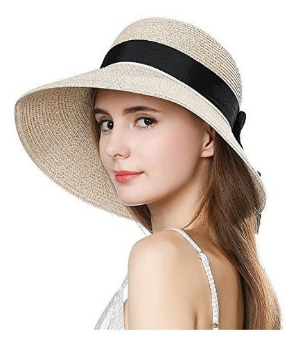 Sombrero De Sol De Paja Para Mujer Upf - Beige M