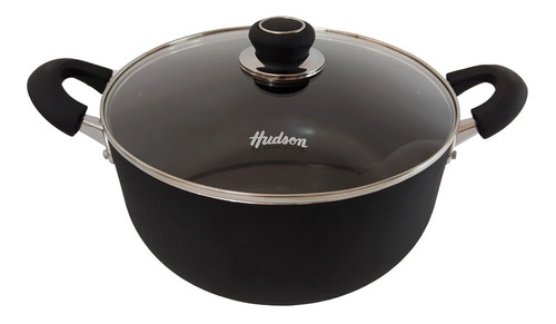 Cacerola Teflon 24 Cm. Hudson Tapa De Vidrio - Olla Bz3