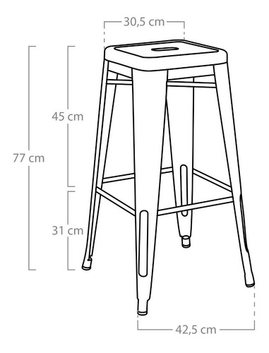 Pack 4 Taburete Piso Metal Tolix Asiento Madera Lf5-03w Gw
