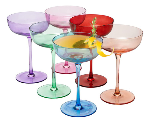 Copa Color Coupe Juego 6 Cristaleria Coctel Clasica 7 Onza