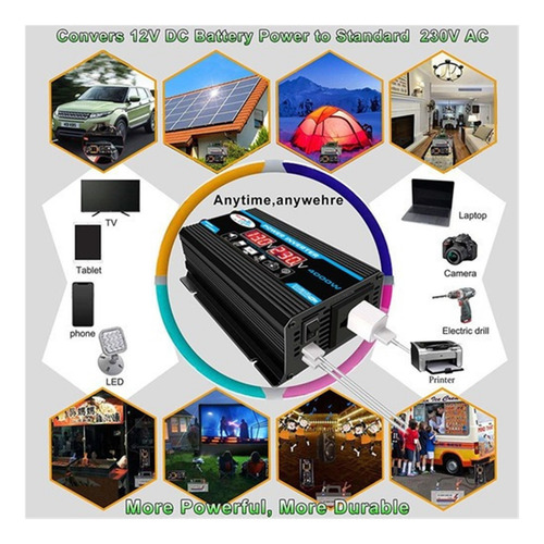Yn 12v A110v Inversor De Coche Digital Inteligente 2 Usb