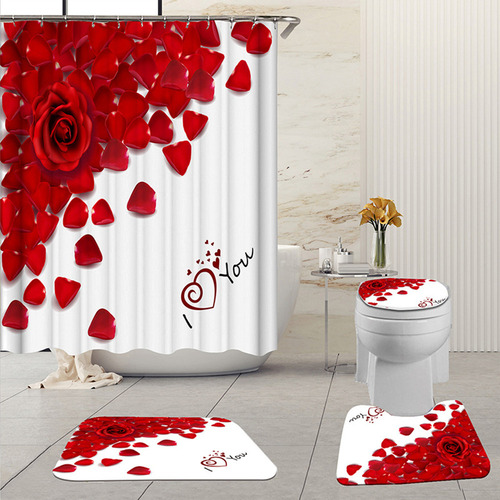 Ay Juego De 4 Cortinas Baño Y Amor Para El Día San Valent