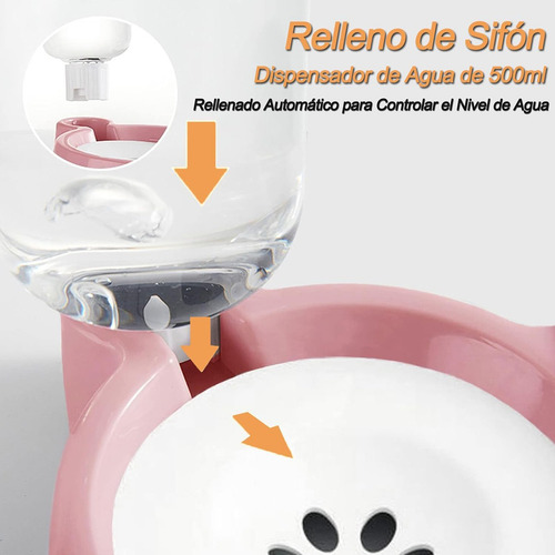 Plato Para Perro Comedero Bebedero Doble Mascota Alimento Rosa