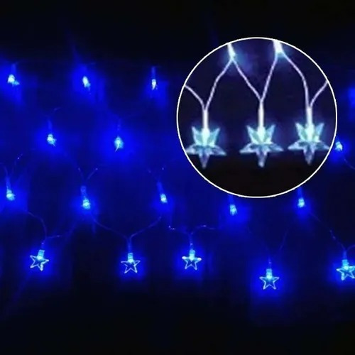 Pisca Cascata Com Estrela 160 Led 4 Metros - Azul 110v