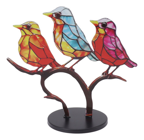 Tableta Con Adornos De Pájaros Coloridos En El Escritorio De