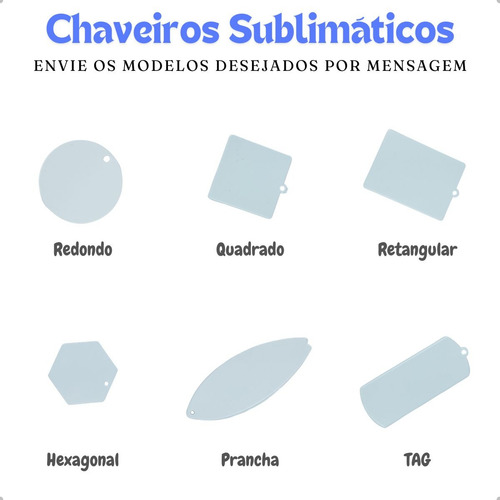 50 Chaveiros Polímero P/ Sublimação Resinado Com Argolas
