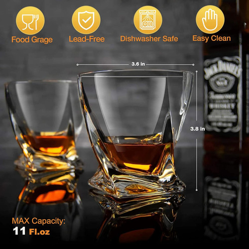 Djjdjjjuego De 4 Vasos De Whisky Mfacoy Old Fashioned (2 Vas
