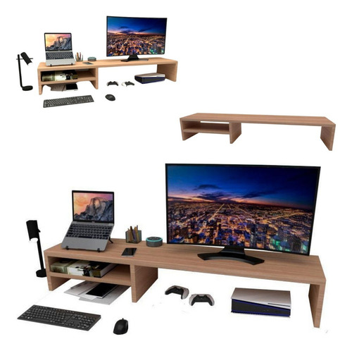 Suporte Para Monitor Mesa Tv De Escritorio Base Apoio Home Cor Preto