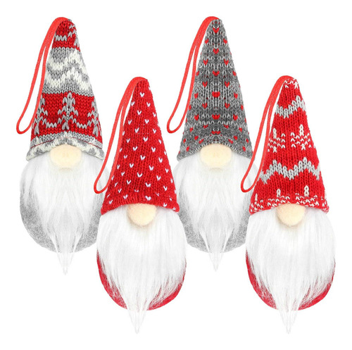 4 Pcs Árbol De Navidad Gnomos Colgantes Adornos Juego De Elf