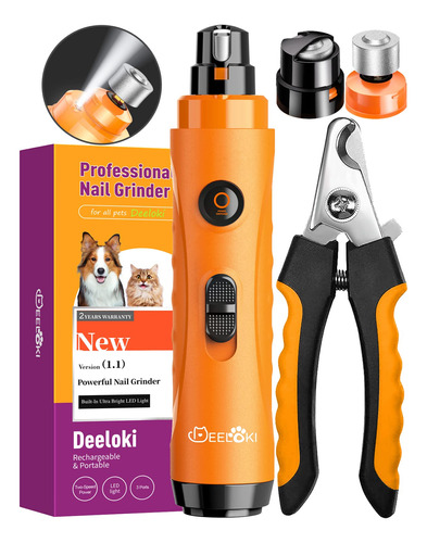 Deeloki Molinillo De Uas Para Perros Con Luz Led Mejorado, 2