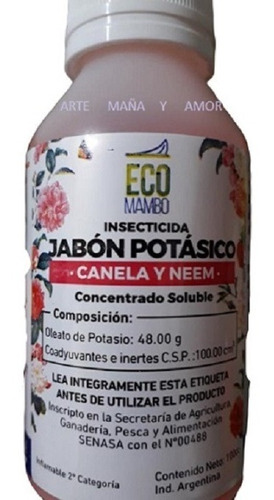 Imagen 1 de 3 de Jabon Potasico Canela Y Neem 100 Cc Ecombambo Mosca Blanca