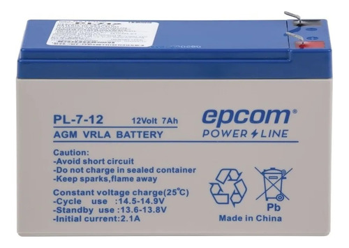 Batería Recargable Respaldo Ups No Break Epcom 12 V 7 Ah