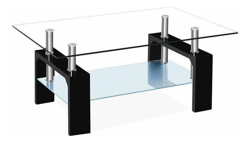 Mesa De Centro Rectangular De Marco En Metal Y Vidrio Para