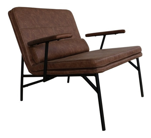 Sillon Elroy Con Apoyabrazos Base Negra Tapizado Ecocuero