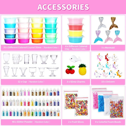 Imagen 2 de 9 de Kit De Slime 110 Piezas Moldes Escarcha Diferentes Texturas