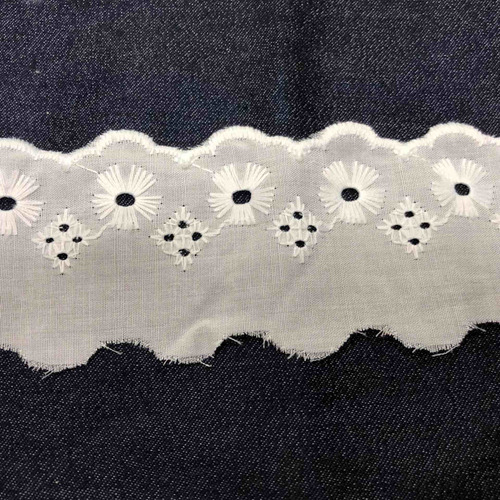 Imagen 4 de 4 de Feston Ancho 6 Cm X 13.5 M Algodón Polyester Blanco Juki