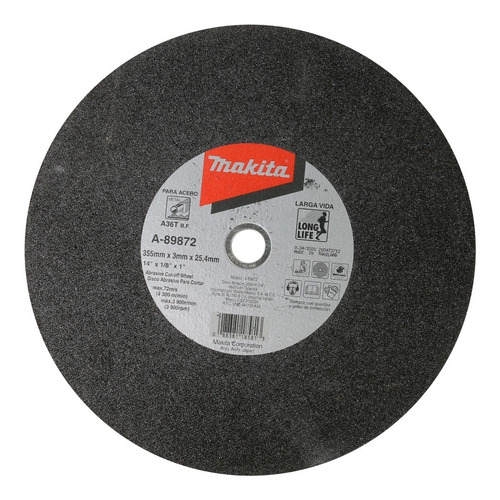 Disco Abrasivo Corte Metal 14 X 1/8 X 1 Makita A89872