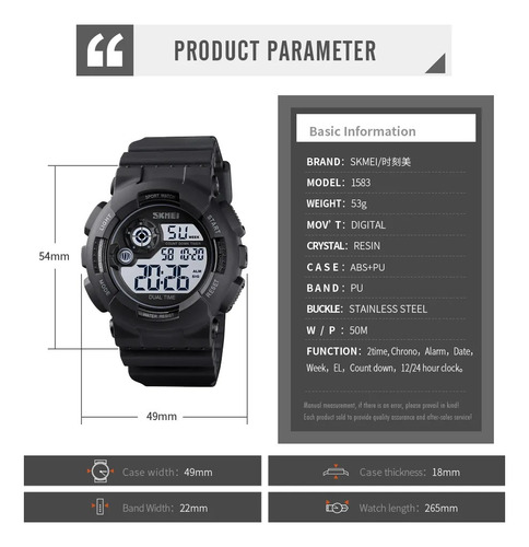 Reloj Deportivo Digital Militar Masculino Multifuncional Led