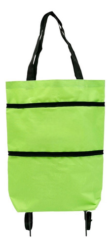 Carrito Compras 2 En 1 Bolsa Plegable Ruedas 25 L Capacidad Multifuncional Color Verde Ele-Gate