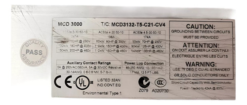 Soft Starter Danfoss Mcd3132 T5 240v 240a (Usado)
