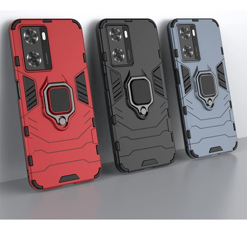 Funda Uso Rudo Carcasa Para Oppo A57/a77+mica Rojo Oppo A57 4g/5g/ A77 4g/5g/ A57e 4g / A57s 4g