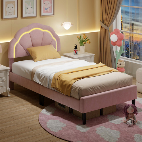 Base De Cama Rosa Con Luz Led Gpl Individual