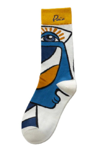 Calcetines Divertidos Unisex Abstractos Azul Y Amarillo