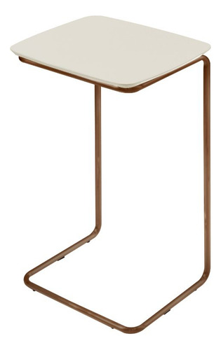 Mesa Ultraflex Lateral Aproximação Sofá Off White Base Café Cor Tampo Off White Base Café