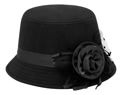comprar Xyiyi Sombrero Fedora De Fieltro Negro Para Mujer Sombrero