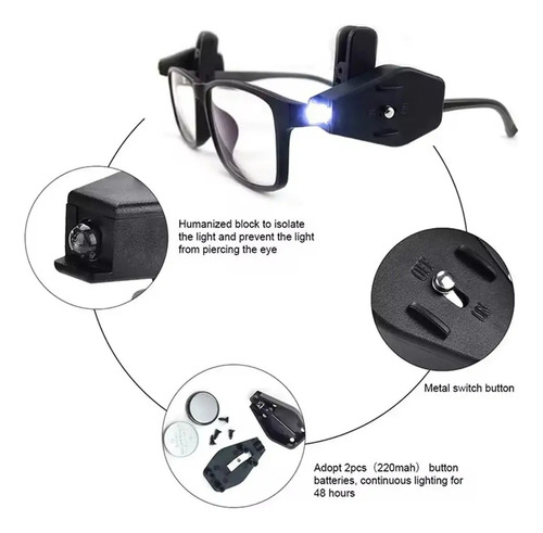 1 Par Lámparas Led Con Clip Para Gafas Para Lectura Nocturna