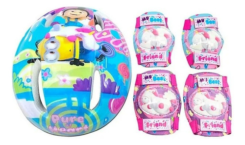 Kit De Casco Rodilleras Y Coderas Minions Agnes Unicornio