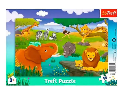 Puzzle De Animales Para Niños Trefl 15 Piezas + Marco Febo