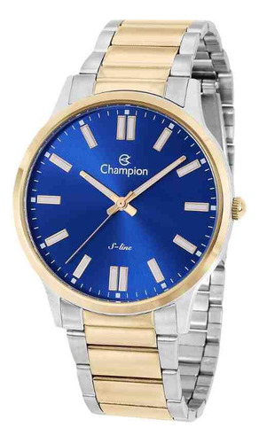 Relógio Champion Prata E Dourado Cn21096a Cor do bisel Azul Cor do fundo Azul