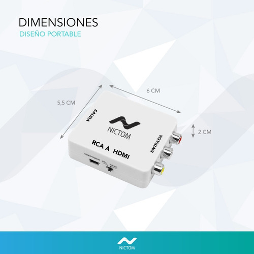 Imagen 5 de 5 de Conversor Adaptador Rca A Hdmi Nictom Activo