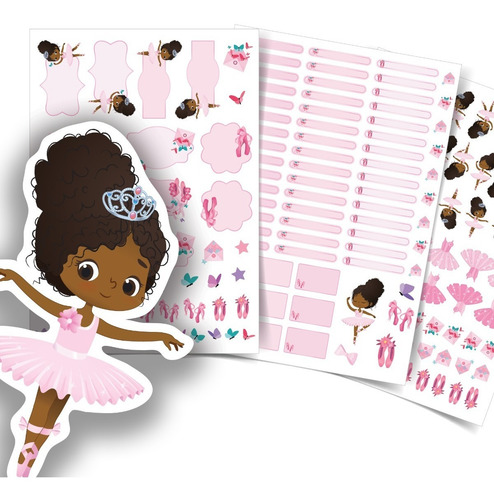 Imagem 1 de 4 de Etiquetas Escolares Personalizadas Bailarina Negra 160un