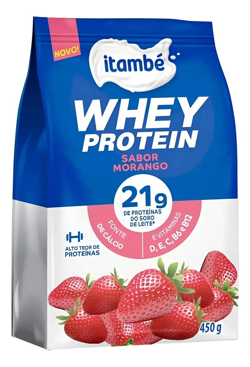 Whey Protein Itambé 450g Sachê Em Pó Nutricional Sabor Morango